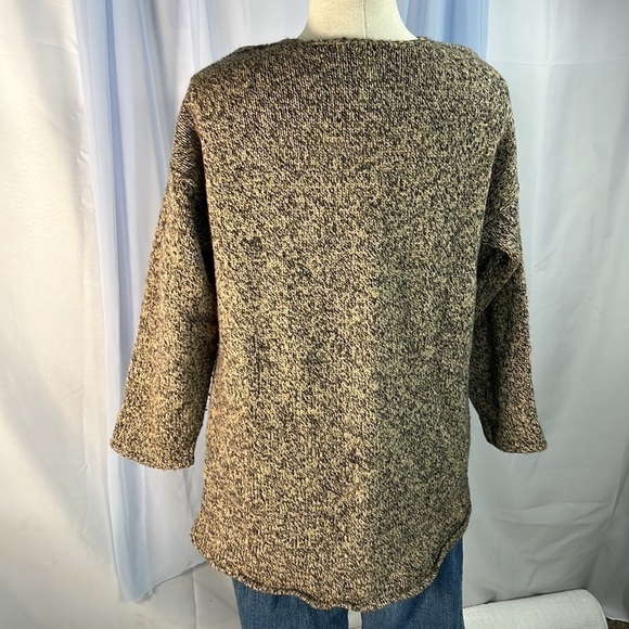 Eddie Bauer wool blend heavy tight knit long sleeves sweater black and tan L - Picture 3 of 6